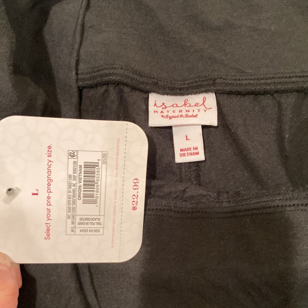 Black linen pregnancy shorts, Sz L - Picture 2 of 3